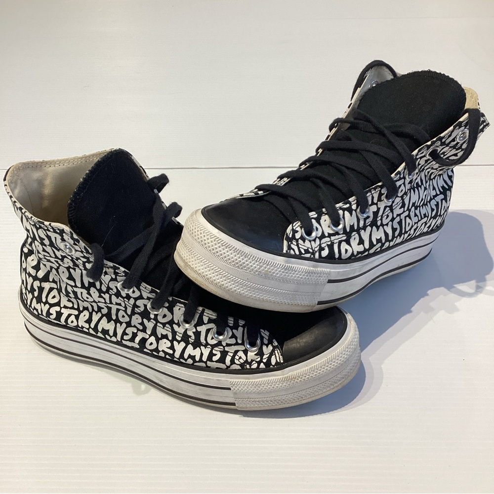 Converse All Star Hi Women’s Size 8.5 Double Stack Platform 570321C Black White